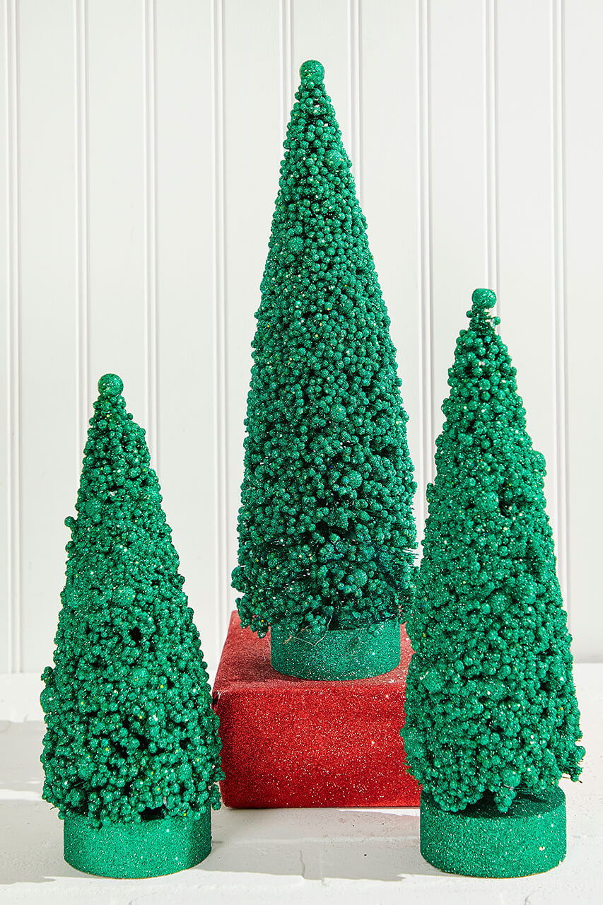 Bottle Brush Trees - Set of 3 - Green