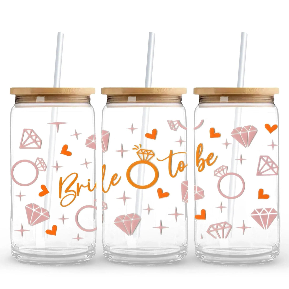 UV DTF Wrap - Bride to Be Rings & Stars (9.7" x4.3")