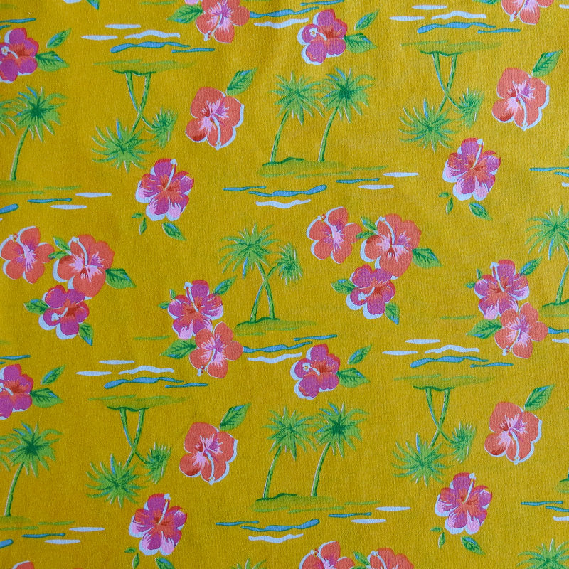 Cotton Jersey Knit Bright Hawaiian on Yellow
