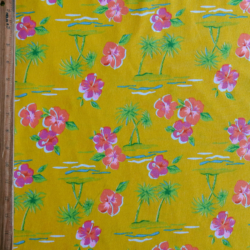 Cotton Jersey Knit Bright Hawaiian on Yellow