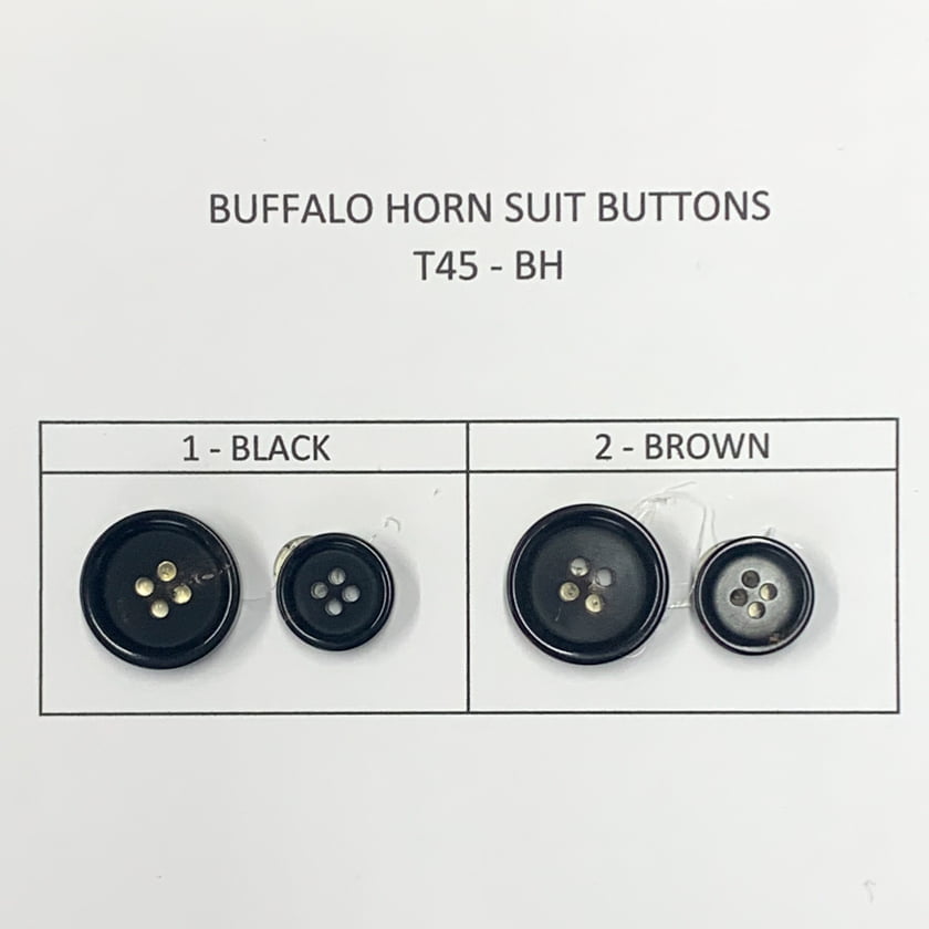 Buffalo Horn Suit Buttons - Black, Brown, Ligne 24, Ligne 32