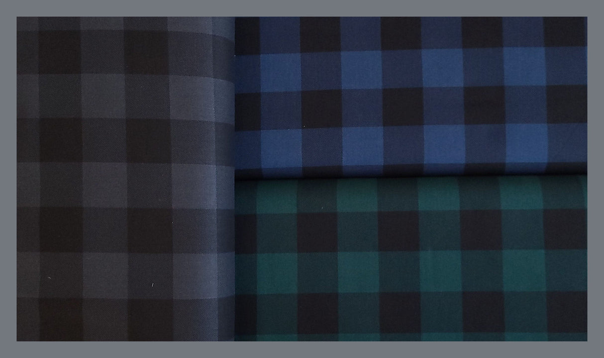 Quilting Cotton Buffalo Plaid Clearance Navy Black Gray Hunter