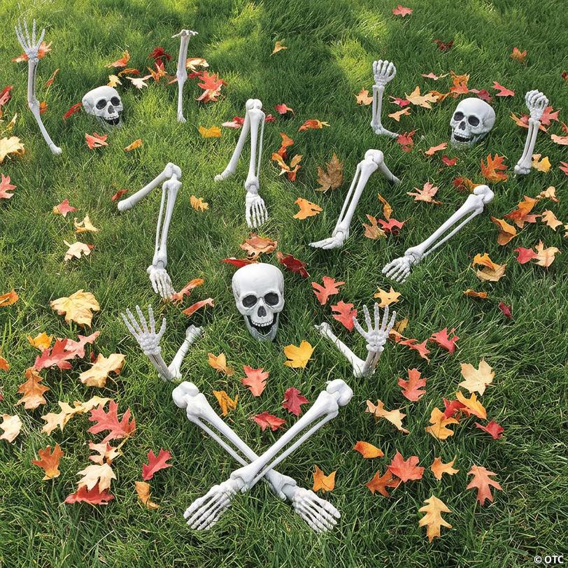 Bulk Life-Sized Buried Skeleton Yard Halloween Decorations – 3 pc