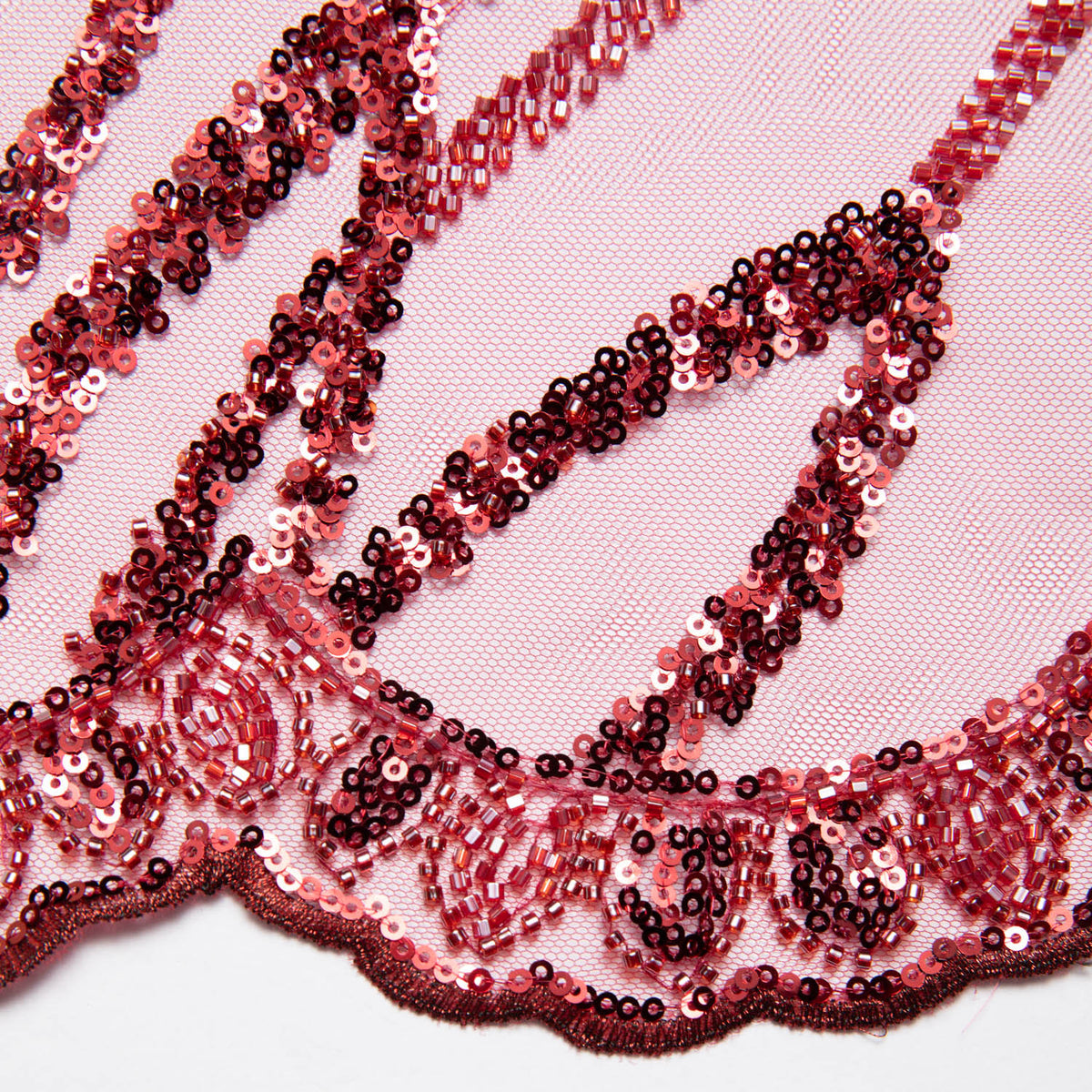 1 Yard Tulle Lace Fabric Embroidered with Sequins and Stylish Design, 52" Wide