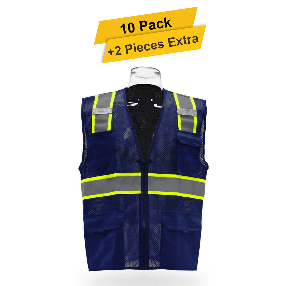 Multi pocket Safety Vest 10 Pack 100% polyester