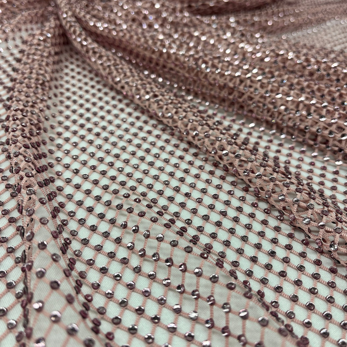 1 Yard Diamond Fishnet Fabric Stretch Lace, Soft Nylon Spandex Blend, 58" Width,