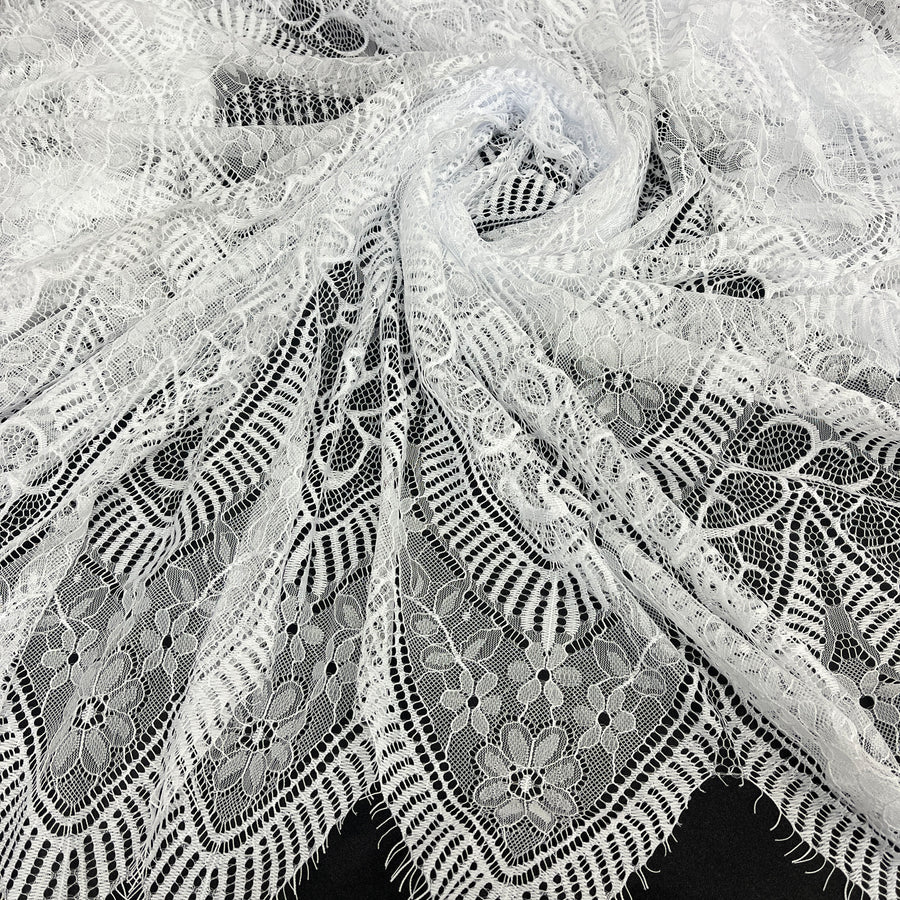 3 Yards Chantilly Embroidered Lace Fabric with Eyelash Scallop