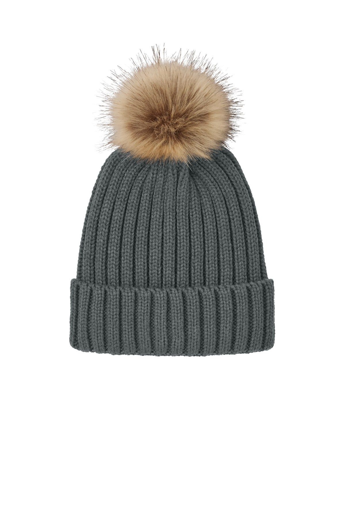 Port Authority® Faux Fur Pom Beanie