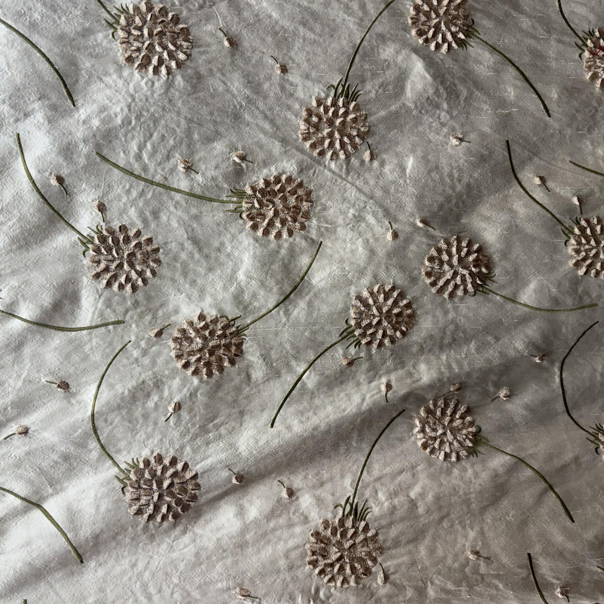 Carrie Silk Fabric - Embroidered Floral, 54" Width (1 Yard)