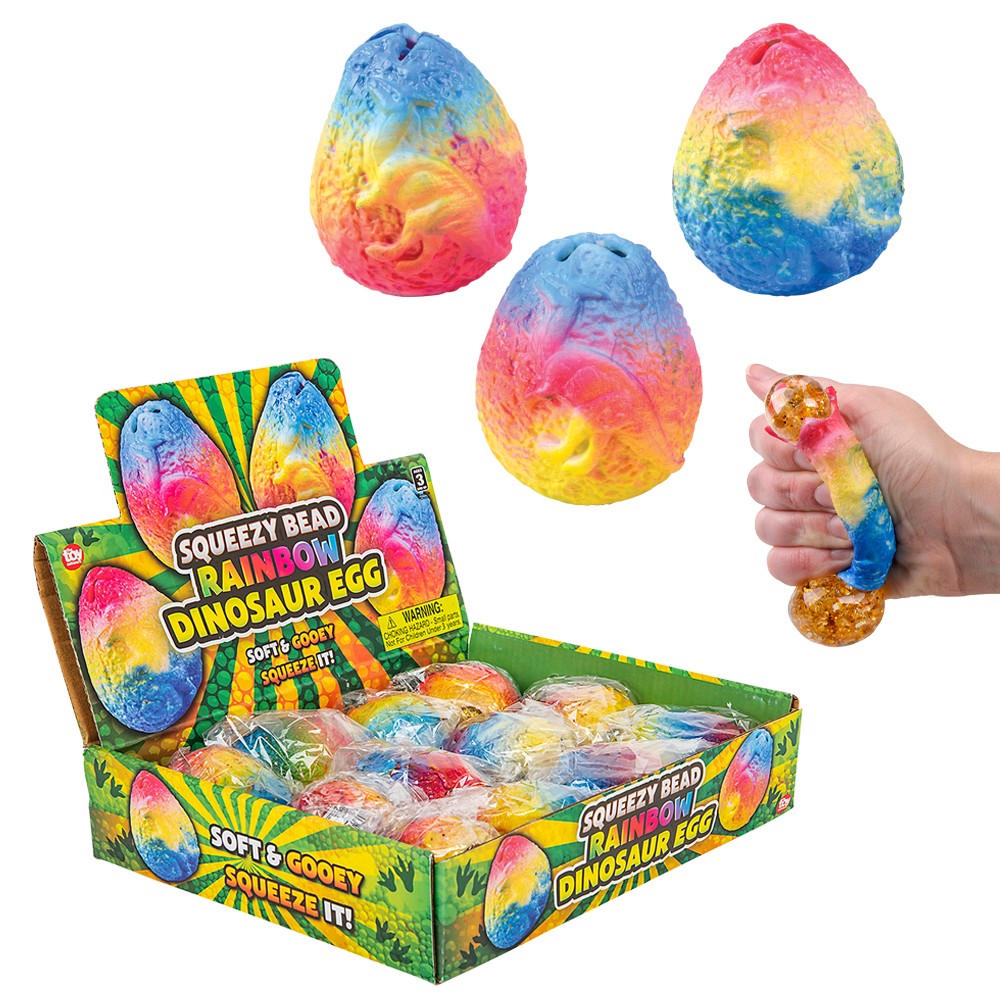 Squeezy Bead Rainbow Dinosaur Egg (1 DZ)