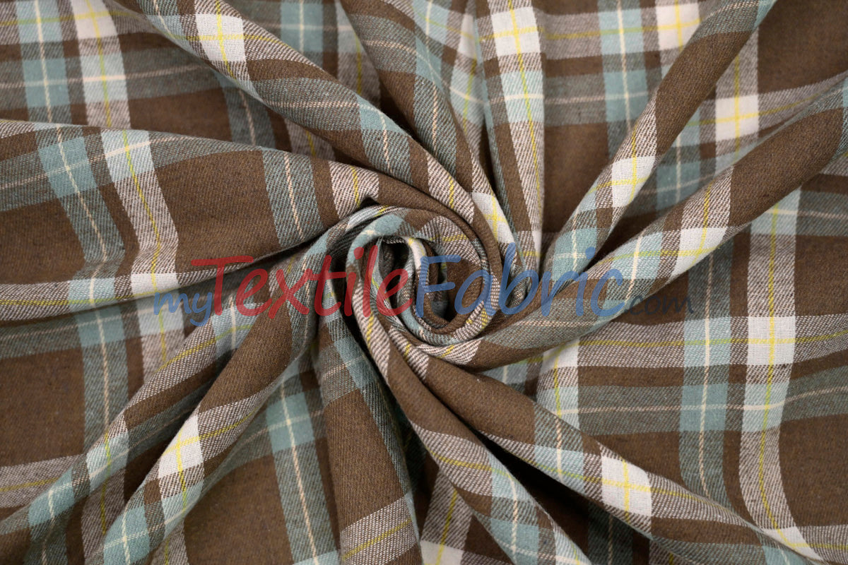 Plaid Flannel Fabric - 80 Percent Polyester 20 Percent Cotton, Plaid Pattern, 7 Oz, Soft Brushed Cotton Face (1 Yard)
