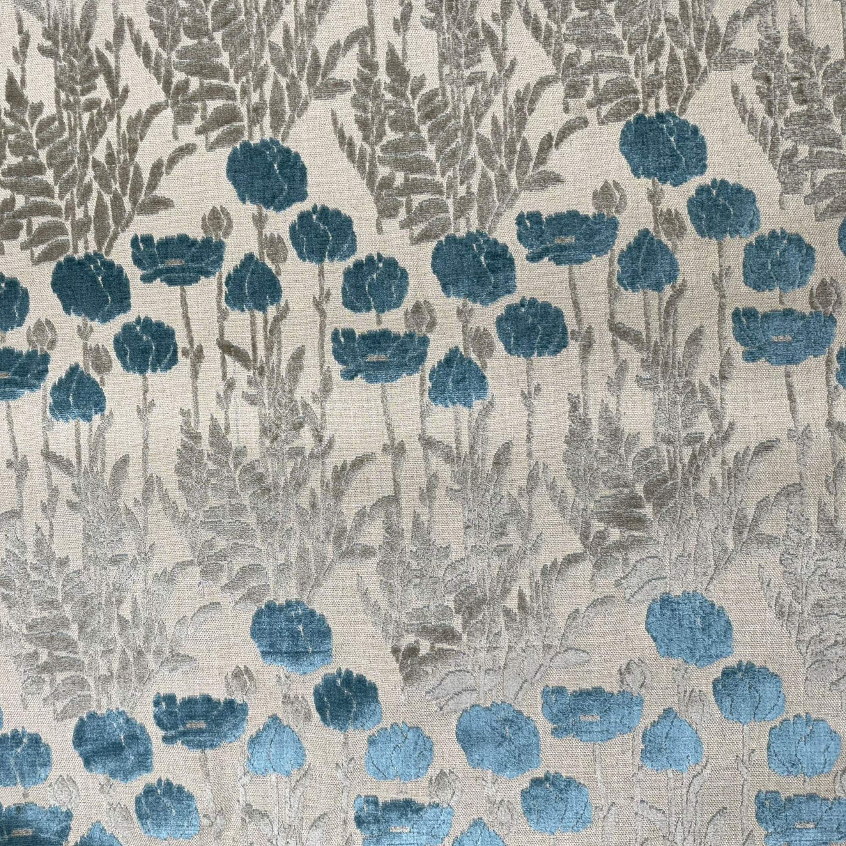 Camelia Floral Cut Velvet Fabric - Damask Floral Design, 56" Width (1 Yard)