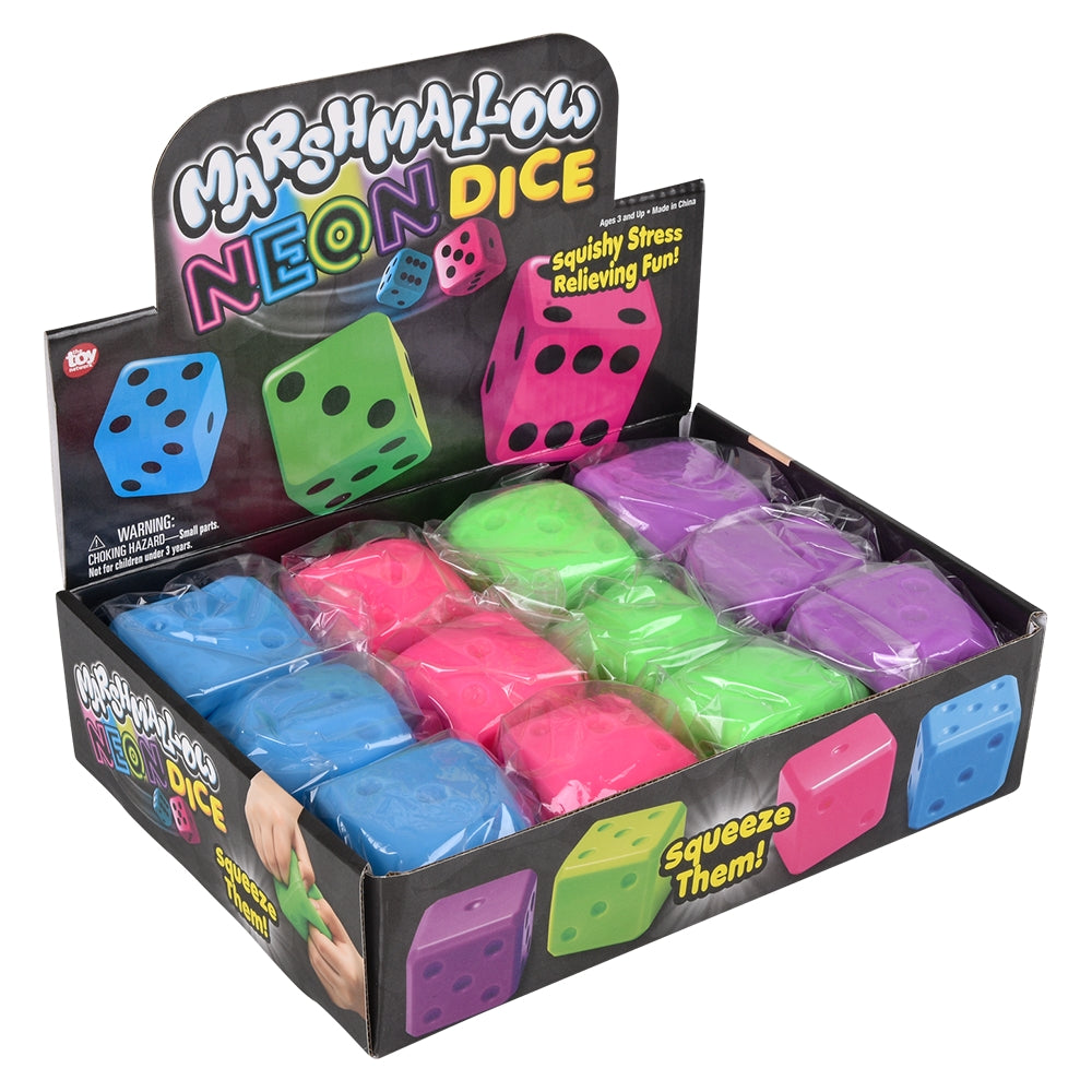 Marshmallow Neon Dice 2" (12 Pc Display)
