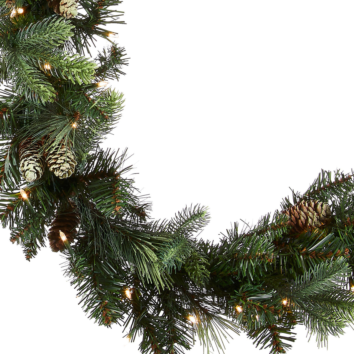 9FT Pre-Lit Carolina Pine Garland with Warm White LED Lights