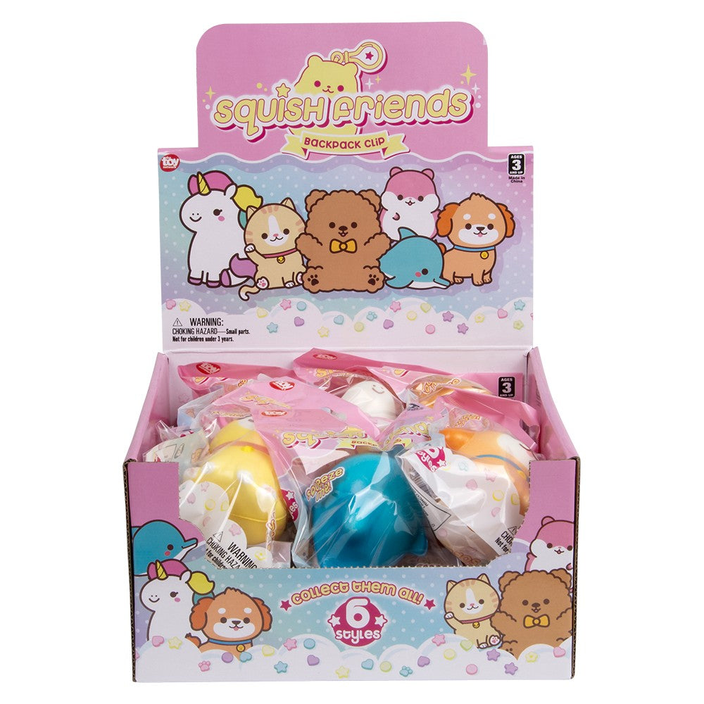 Squish Backpack Clip Kawaii Animals 3.25" (1 DSP)