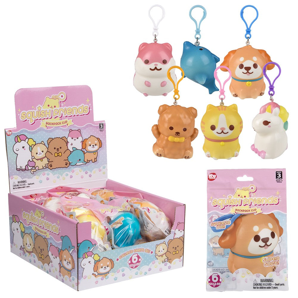 Squish Backpack Clip Kawaii Animals 3.25" (1 DSP)