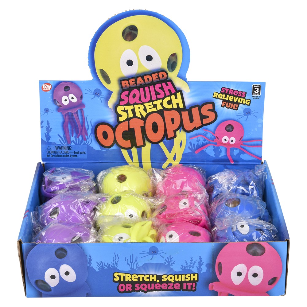 Squish And Stretch Beaded Octopus (12 Pc Display)
