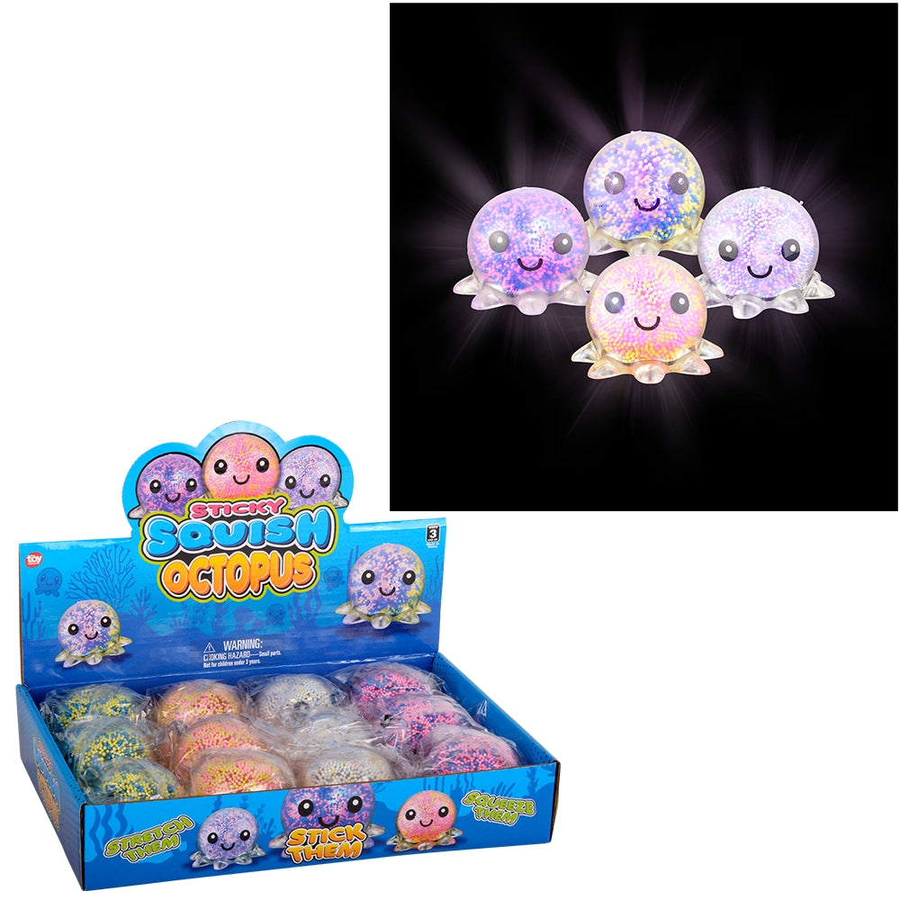 Light-Up Squish And Stretch Beaded Octopus (12 PC Display Box)