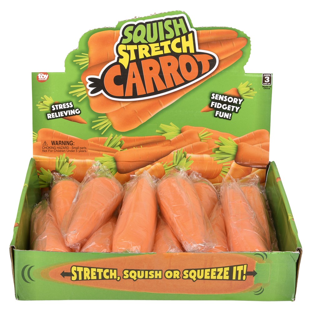 Stretch And Squeeze Carrot Fidget Toy (12 Pc Display)