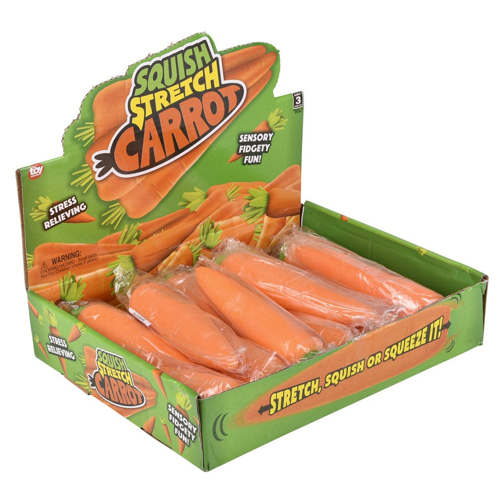 Stretch And Squeeze Carrot Fidget Toy (12 Pc Display)