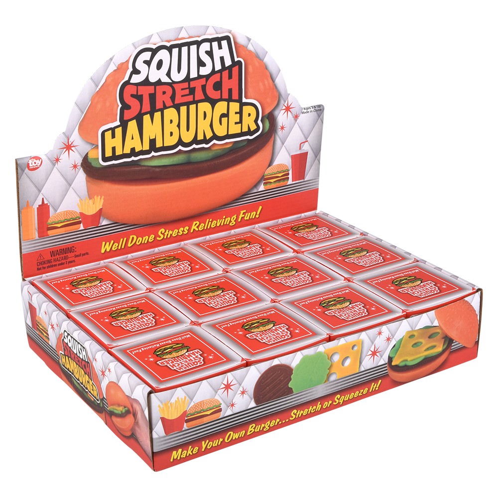 Squish And Stretch Hamburger (12 Pc Display)