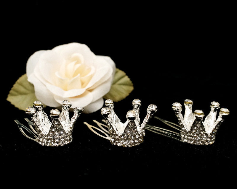 1/2" Silver Royal Mini Full Size Crown with Comb – Pack of 12