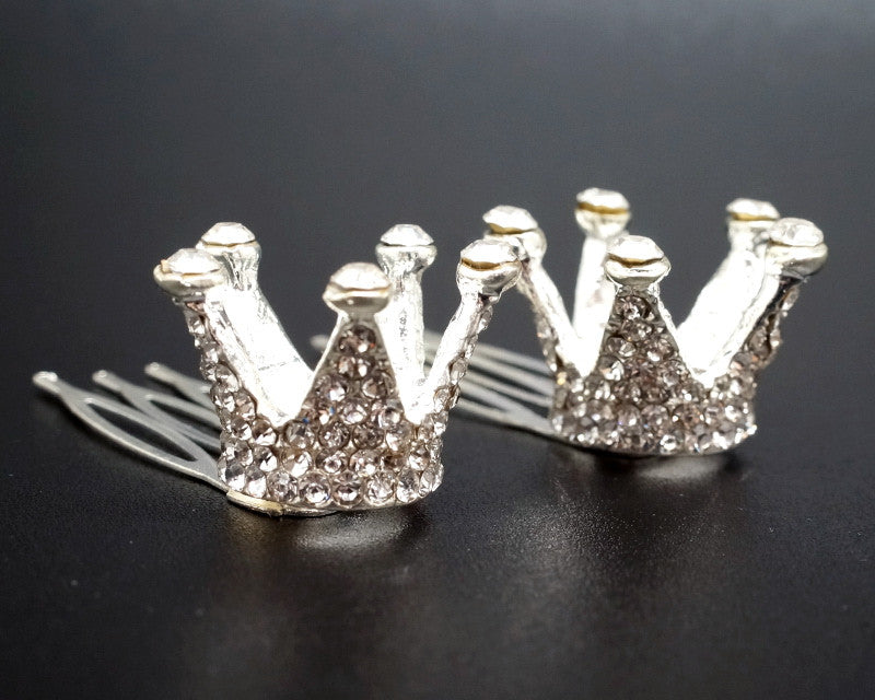 1/2" Silver Royal Mini Full Size Crown with Comb – Pack of 12