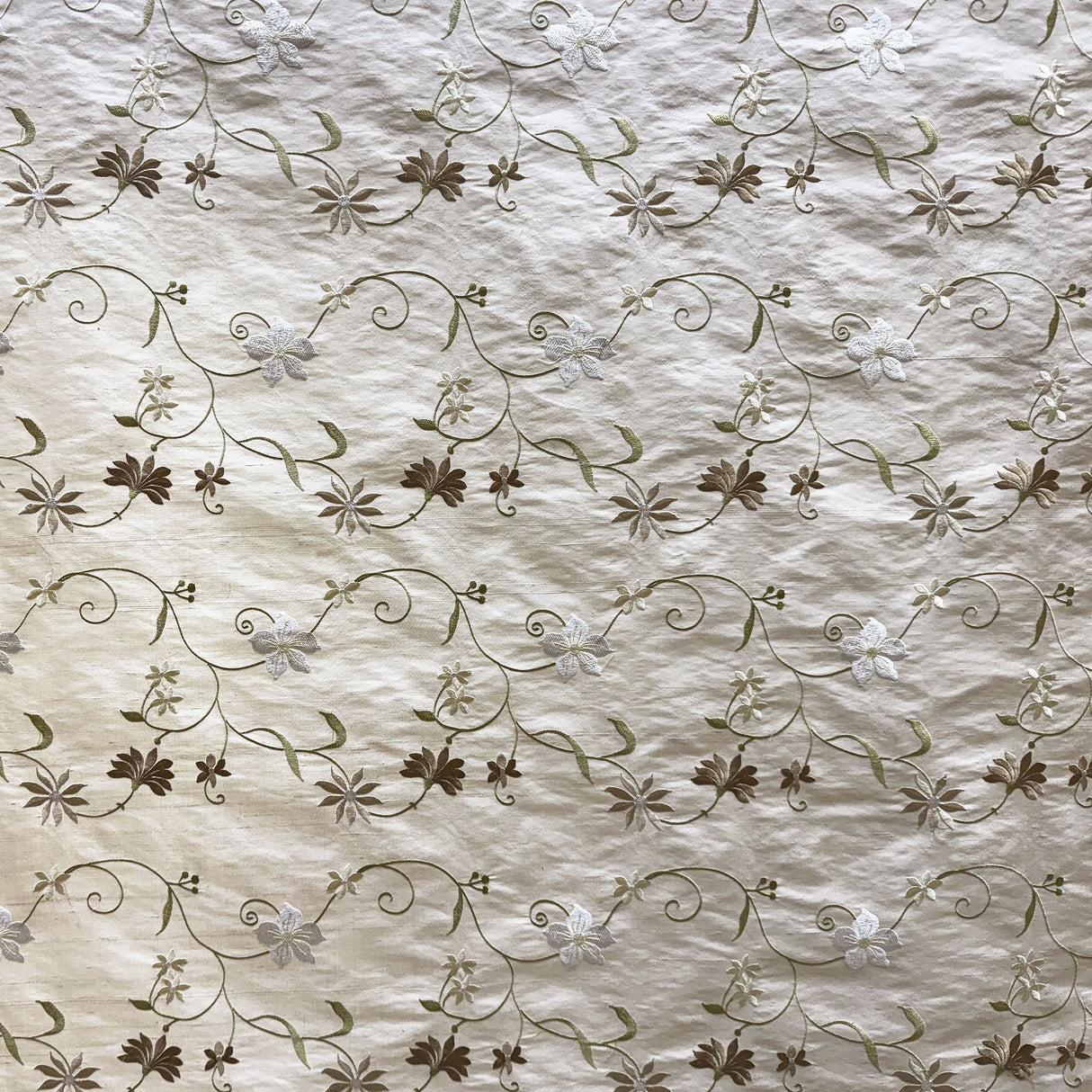 Cellini Silk Fabric - Floral Embroidered, 54" Width (1 Yard)