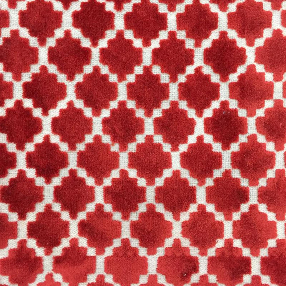 Central Geometric Chenille Cut Velvet Fabric - Geometric Diamond Pattern, 55" Width (1 Yard)