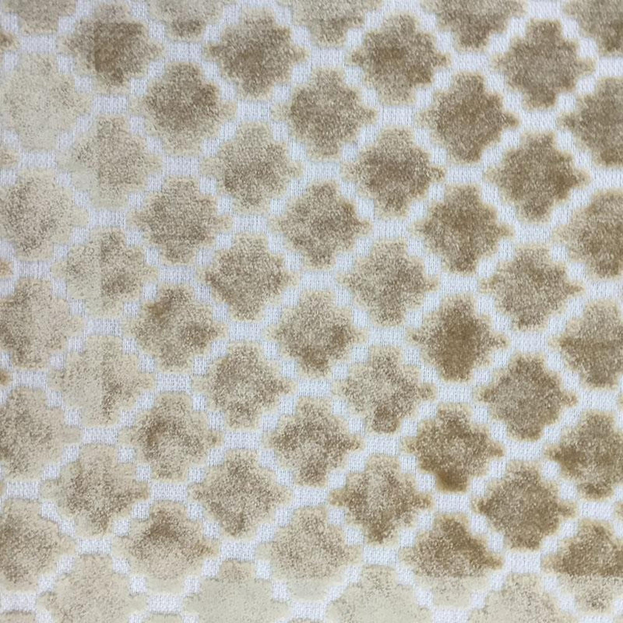 Central Geometric Chenille Cut Velvet Fabric - Geometric Diamond Pattern, 55" Width (1 Yard)