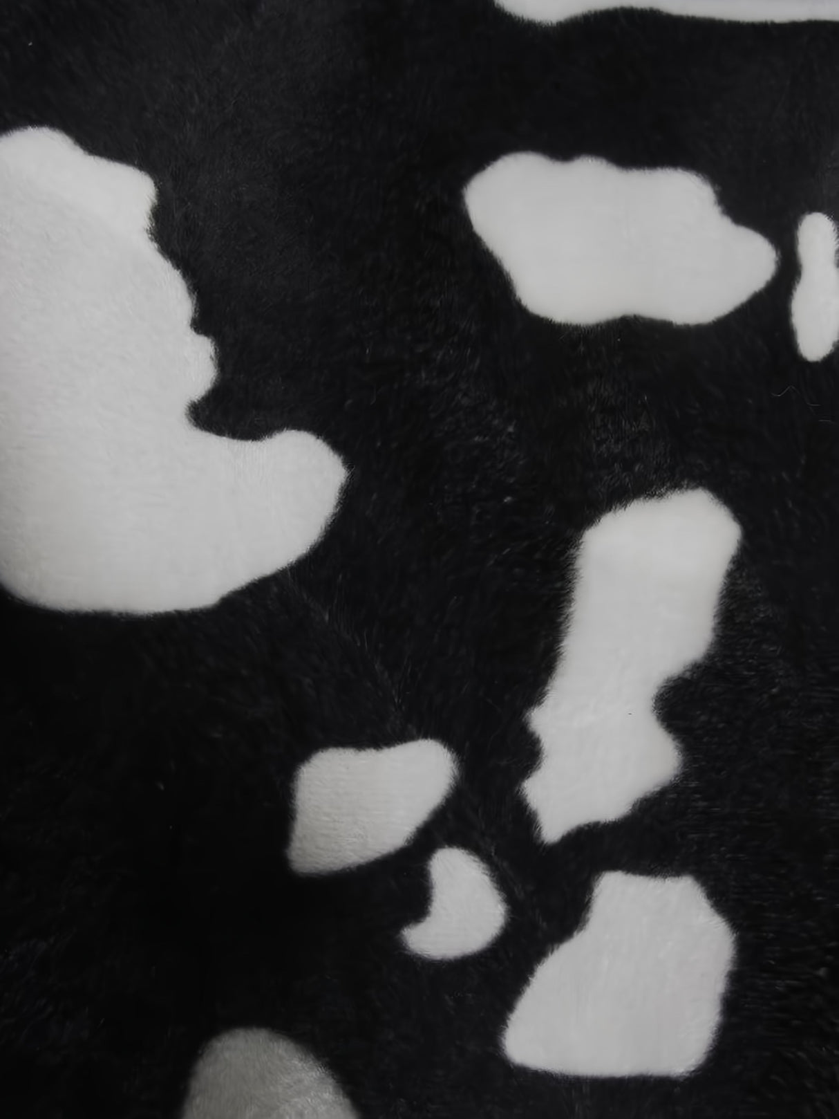 Black/White Velboa Cow Animal Short Pile Fabric