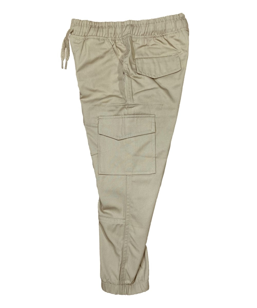 Boy Cargo Jogger Polyester Cotton Fabric - Navy, Khaki, School Uniform Pants, Elastic Waist, Sizes 4-16 (1 Piece)