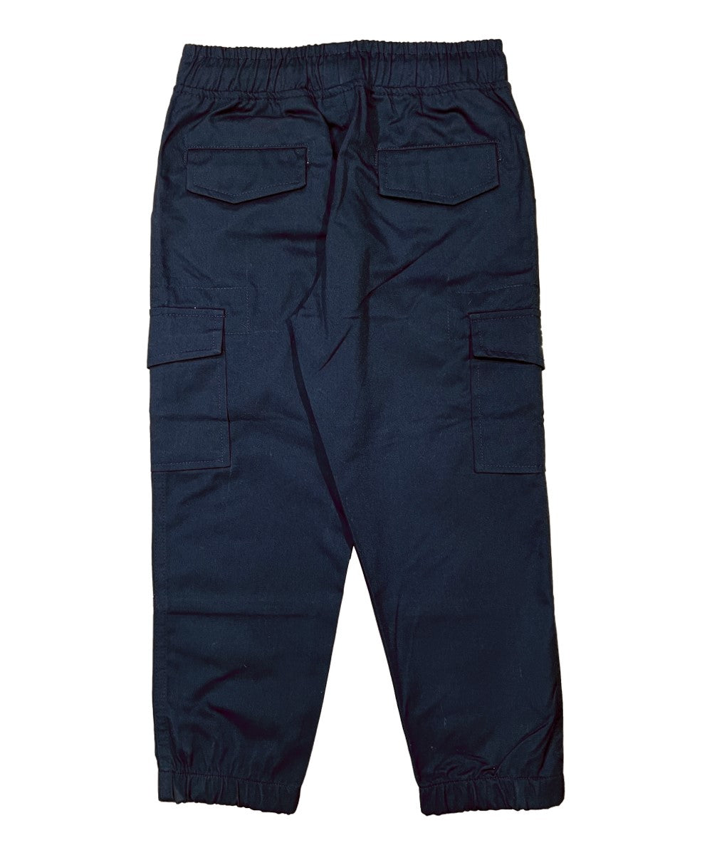 Boy Cargo Jogger Polyester Cotton Fabric - Navy, Khaki, School Uniform Pants, Elastic Waist, Sizes 4-16 (1 Piece)