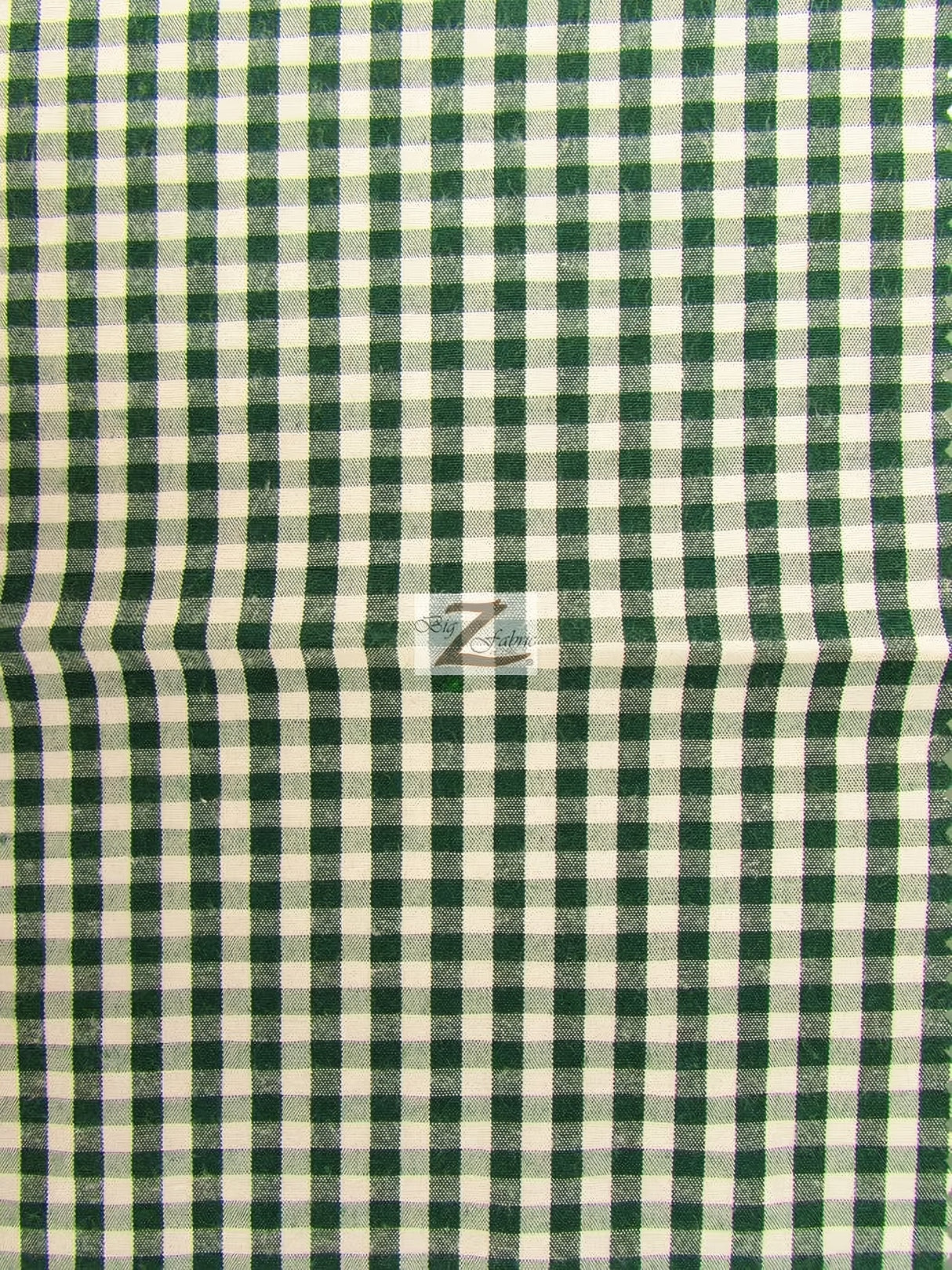 Mini Checkered Gingham Poly Cotton Printed Fabric Hunter Green Sold By The Yard