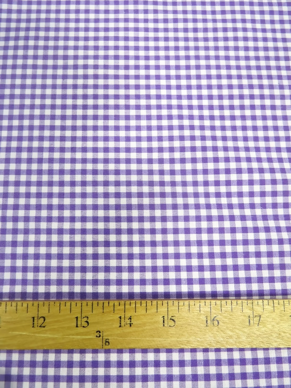 Mini Checkered Gingham Poly Cotton Printed Fabric Purple Sold By The Yard