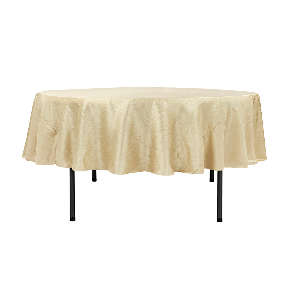 90″ Champagne Crinkle Crushed Taffeta Round Tablecloth