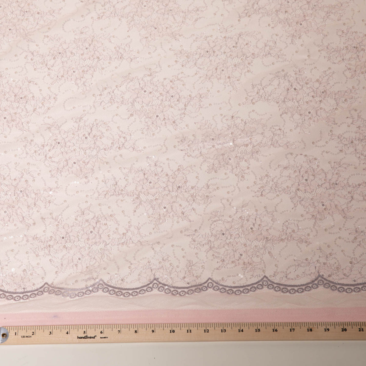 1 Yard Dazzling Nylon Chantilly Lace Fabric with Sequins and Soft Floral Pattern