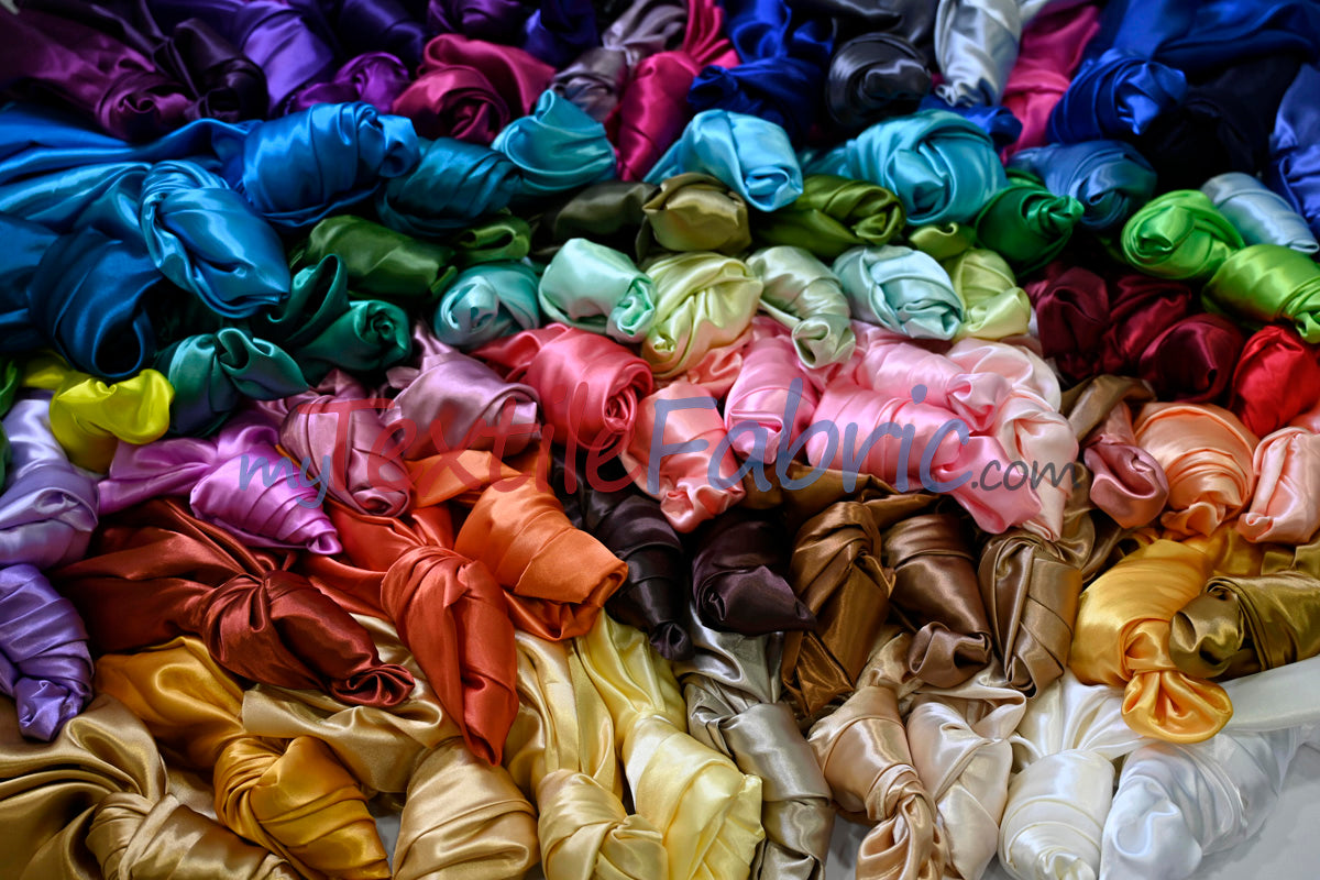 Charmeuse Satin Polyester Fabric - Solid, 58/60" Width, Multiple Colors (1 Yard)