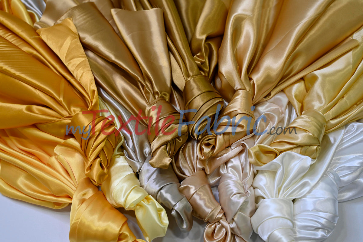 Charmeuse Satin Polyester Fabric - Solid, 58/60" Width, Multiple Colors (1 Yard)