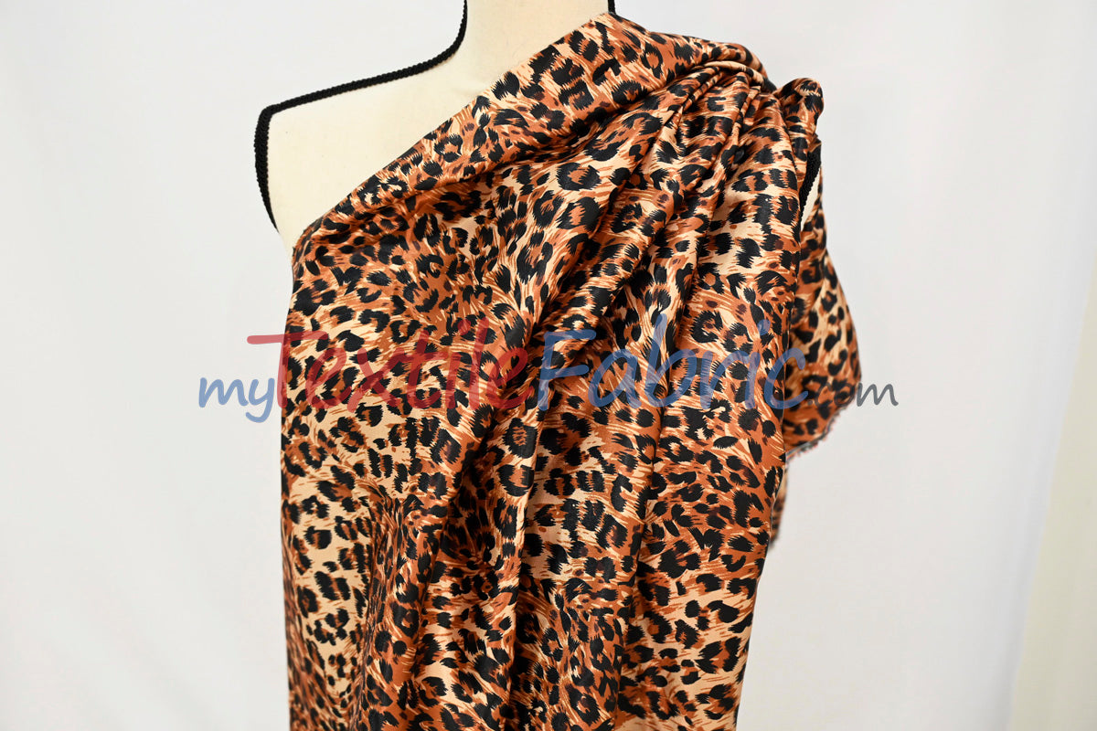 Cheetah Charmeuse Satin Fabric - Cheetah Print, 58/60" Width