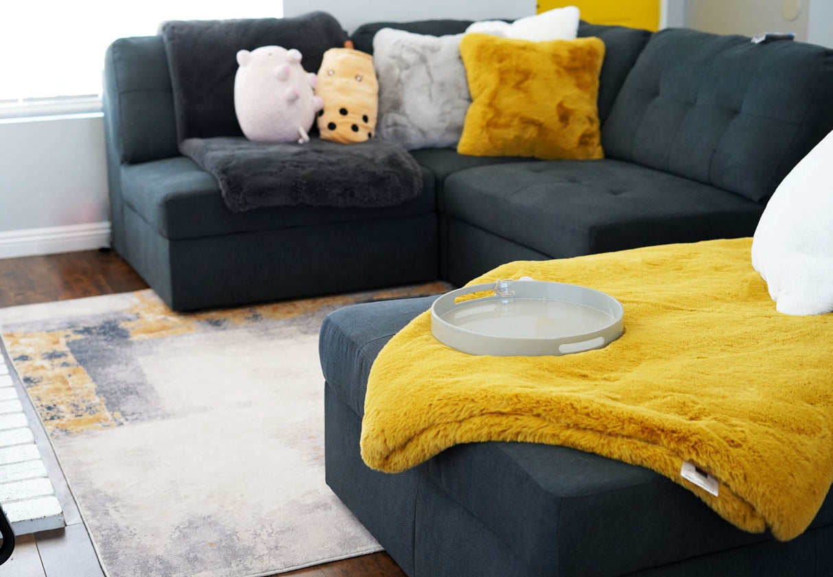 Soft Cozy Faux Fur Blanket - Honey Gold Faux Fur Fabric, 50" X 60" (1 Piece)