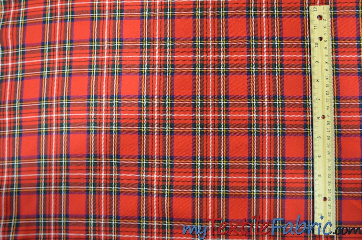 Christmas Red Kilt Poly Rayon Fabric - Red Tartan Plaid, 58/60" Width (Yards)