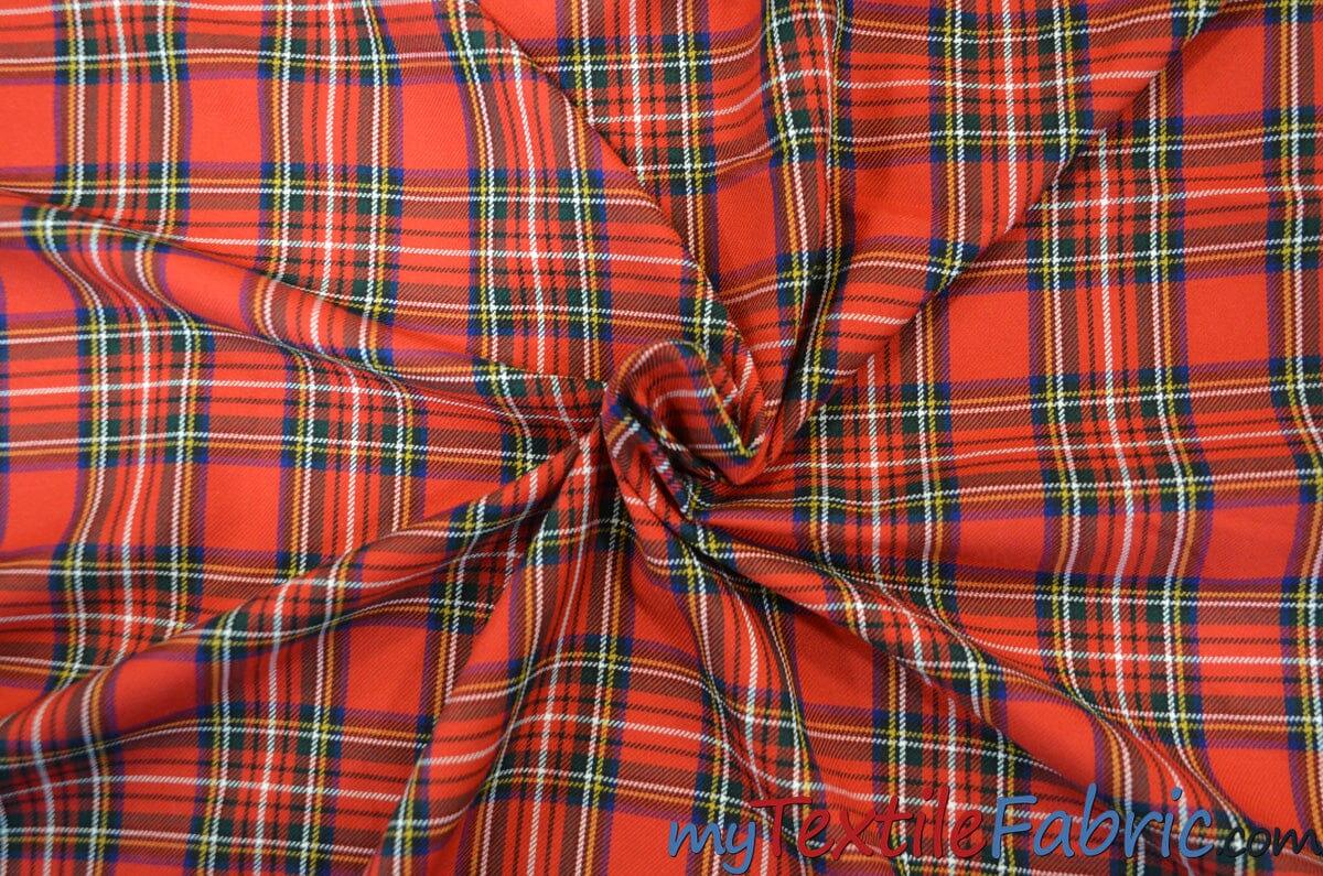 Christmas Red Kilt Poly Rayon Fabric - Red Tartan Plaid, 58/60" Width (Yards)