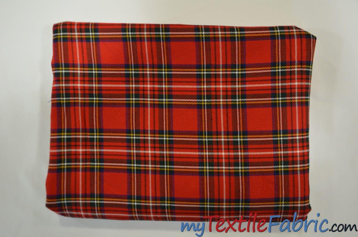 Christmas Red Kilt Poly Rayon Fabric - Red Tartan Plaid, 58/60" Width (Yards)