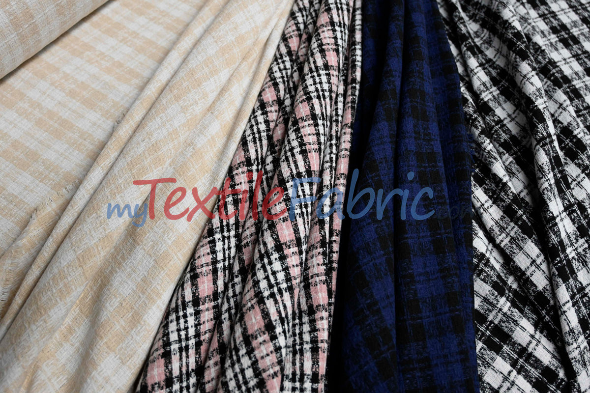 Classic Tweed Polyester Fabric - Textured Tweed Weave, 60" Width (1 Yard)