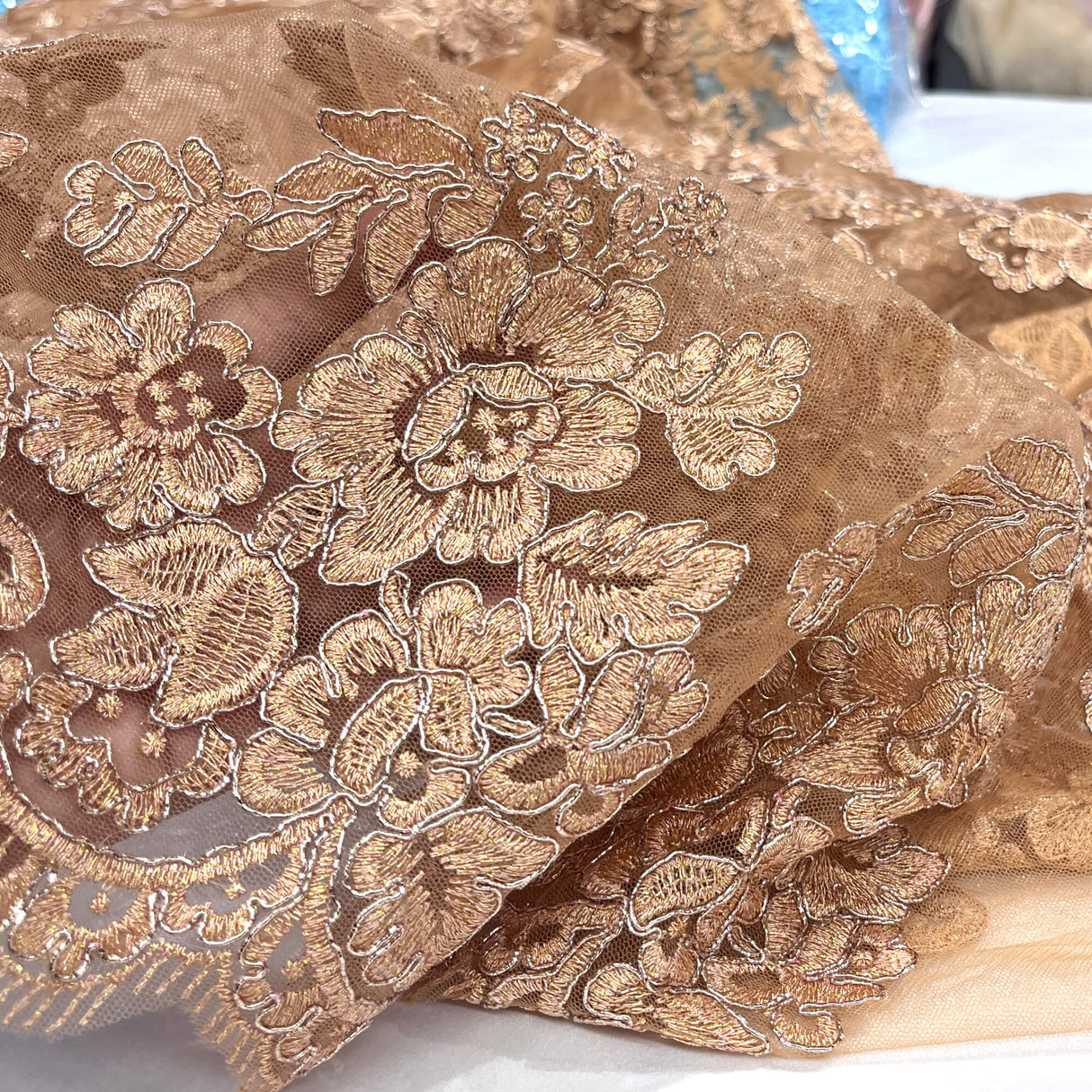 Corded Bridal Lace Embroidered Net Mesh