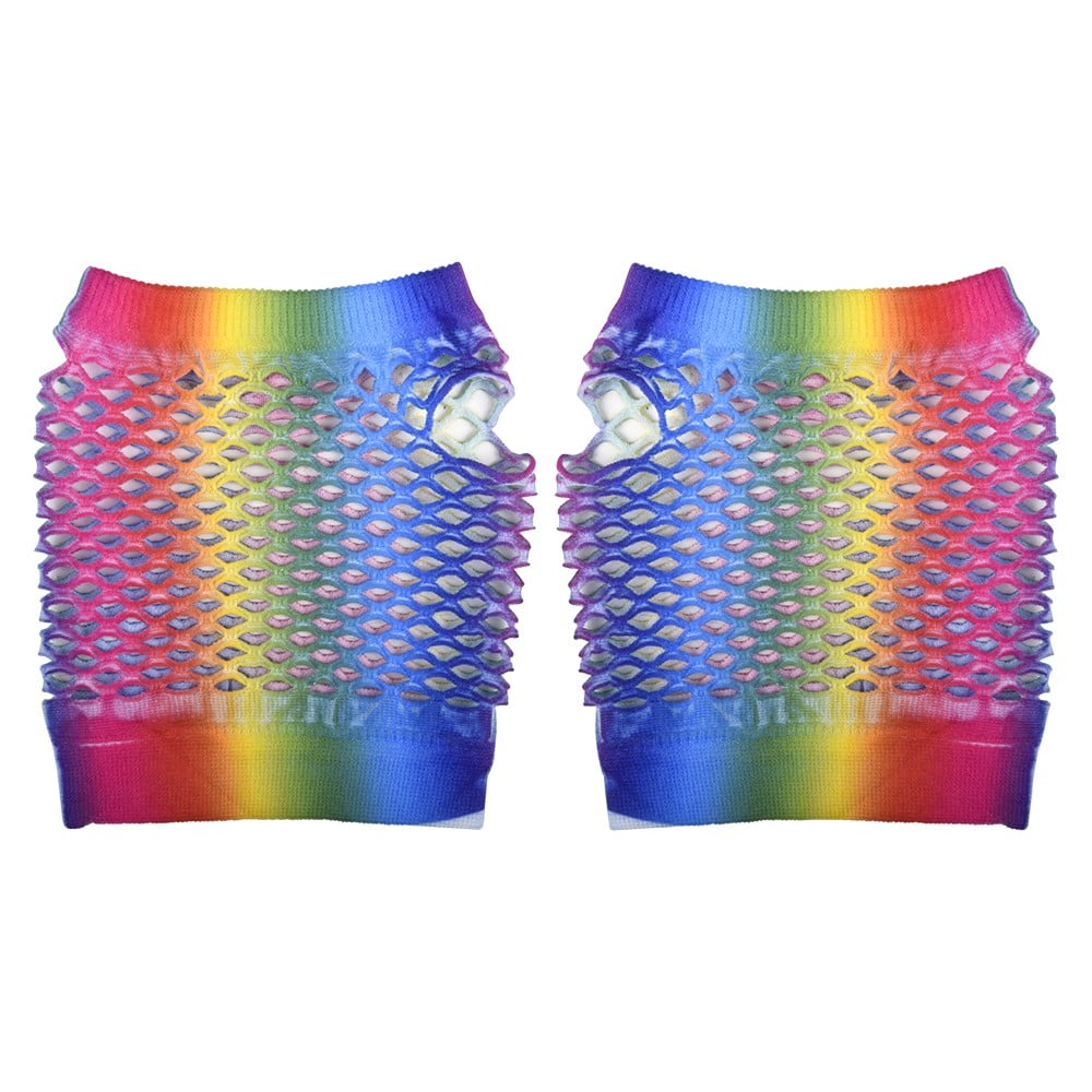Rainbow Fishnet Fingerless Wrist Gloves (1 DZ)
