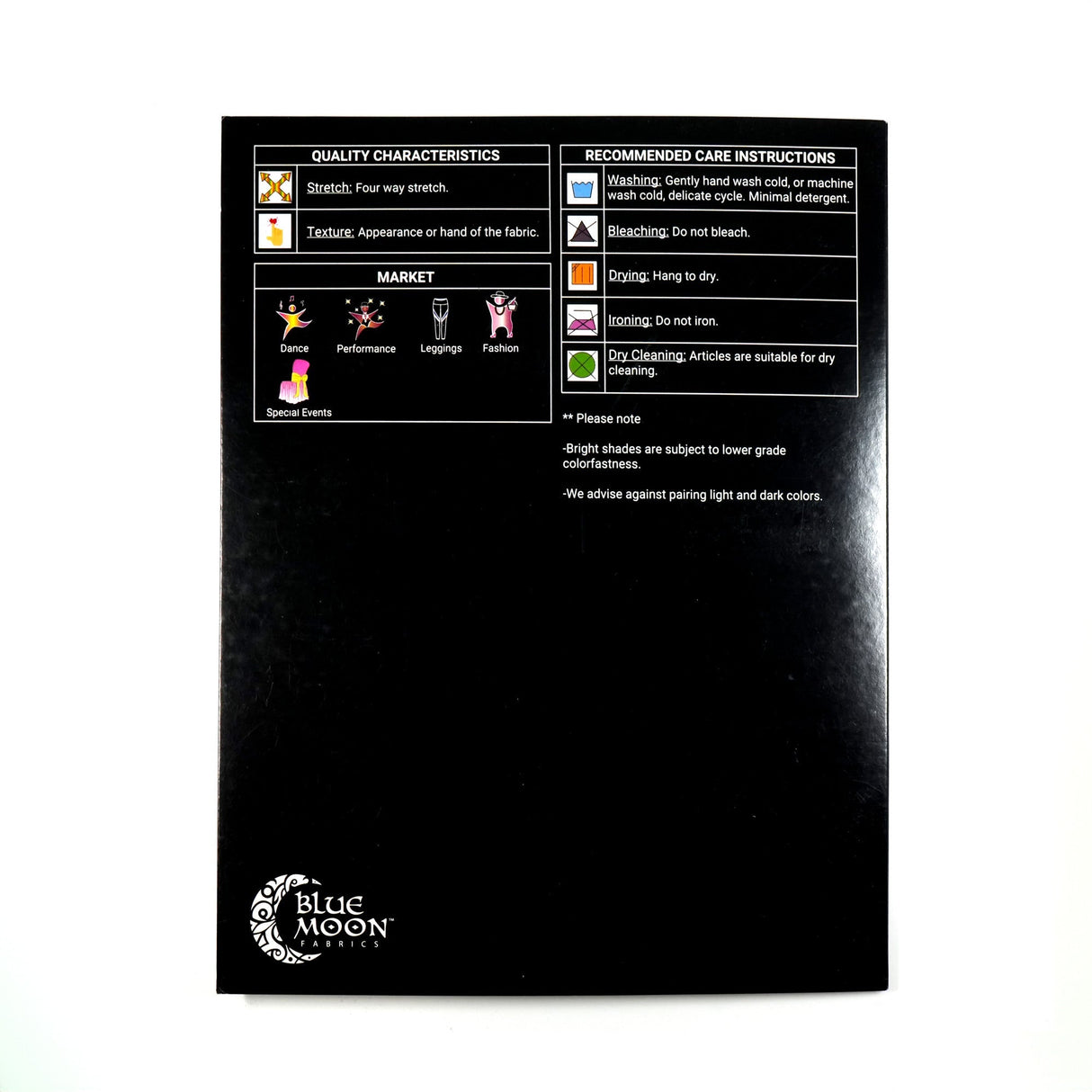 Glimmer Nylon Spandex Lurex Fabric - Color Card, 30 Colors (1 Card)