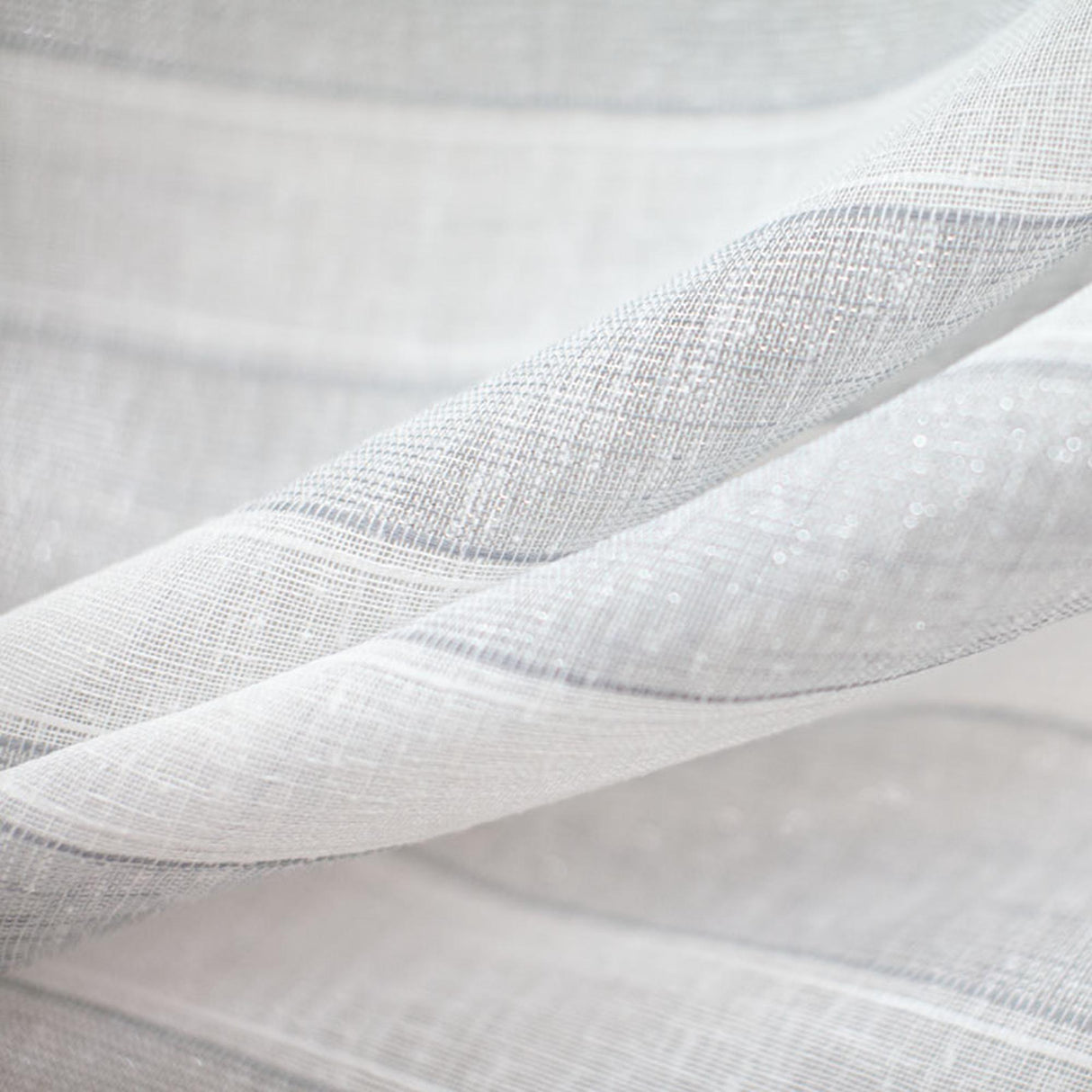 Costello Fabric Metallic Sheer Striped Fabric - Beige, Gray, 118" Width (1 Yard)