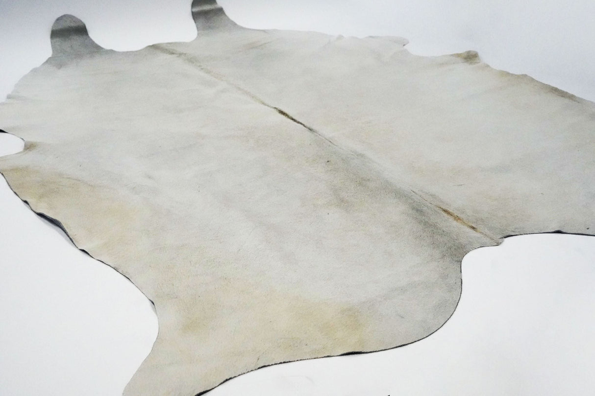 Real Leather Cowhide Fabric - Light Gray, 5' X 8' (1 Piece)